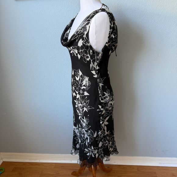 Redux Philip Dicaprio Silk Floral Sleeveless Cowl Neck Midi Dress Size 10 - Picture 4 of 7